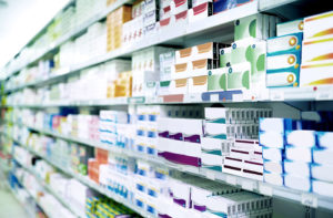 Branded drugs in a pharmacy